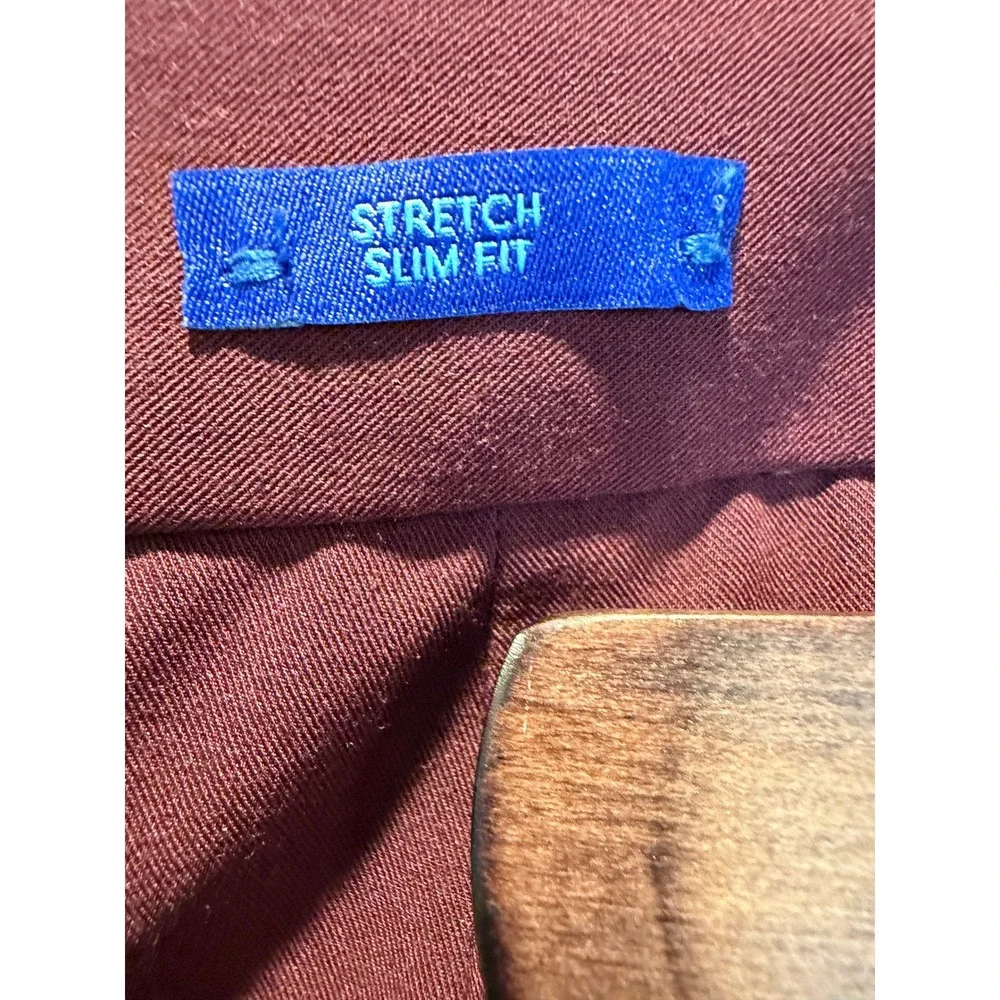 EGARA Mens Burgundy Slim Fit‎ Dress Pants Size 30x30 Polyester Rayon Spandex